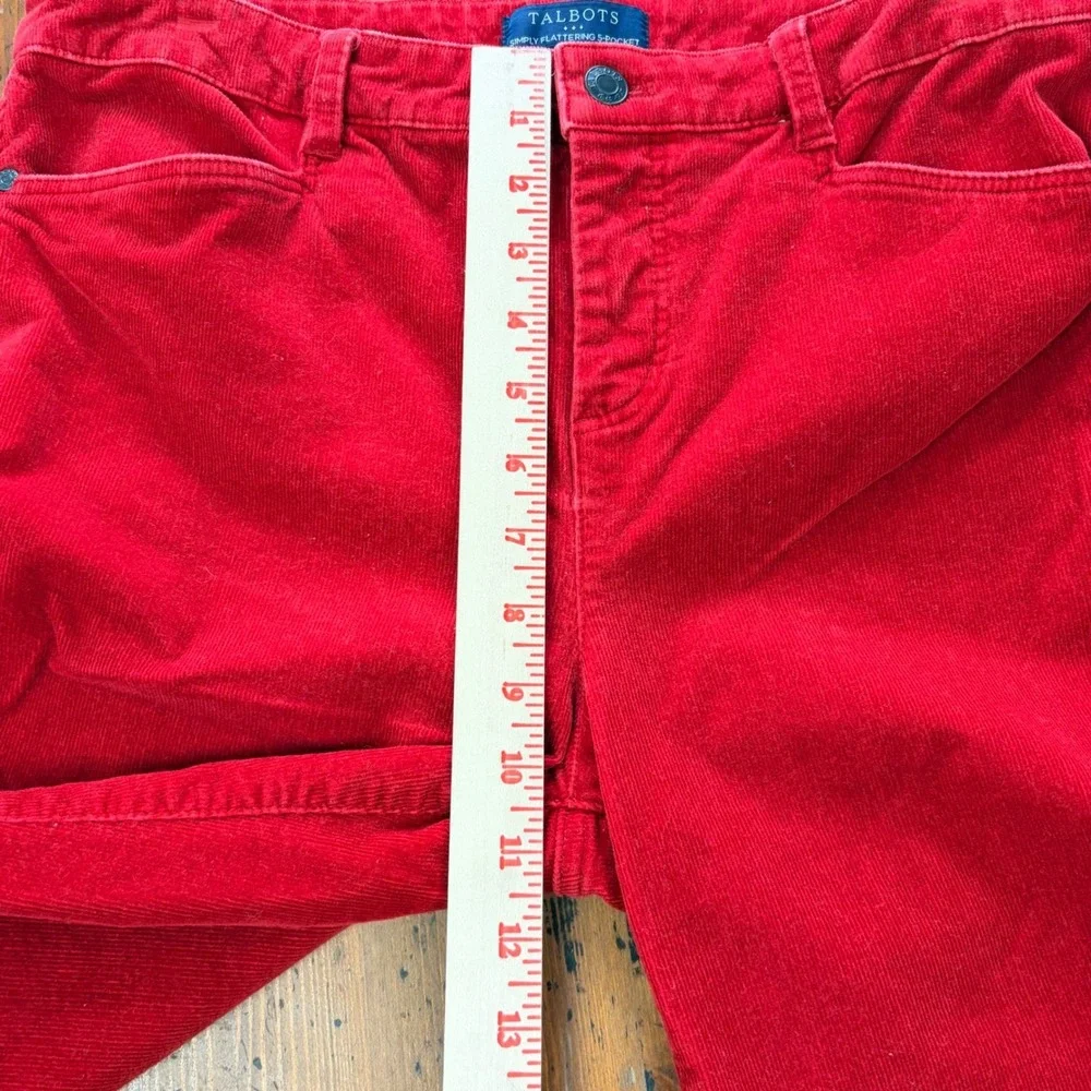 Talbots Simply Flattering 5-Pocket Corduroy‎ Pants Red Petite Size 12P Straight